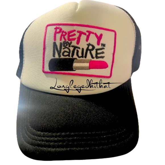 RED PRETTY BY NATURE TRUCKER BASEBALL HAT-CUSTOM MADE-NWT - Picture 2 of 3